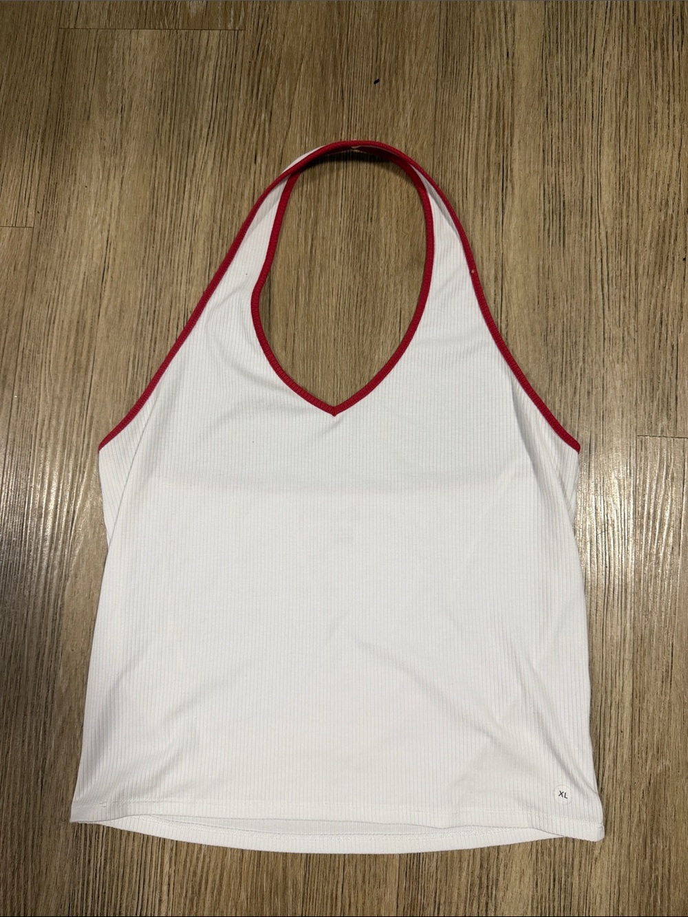 American Eagle White Halter Tank Top with Red Trim XL